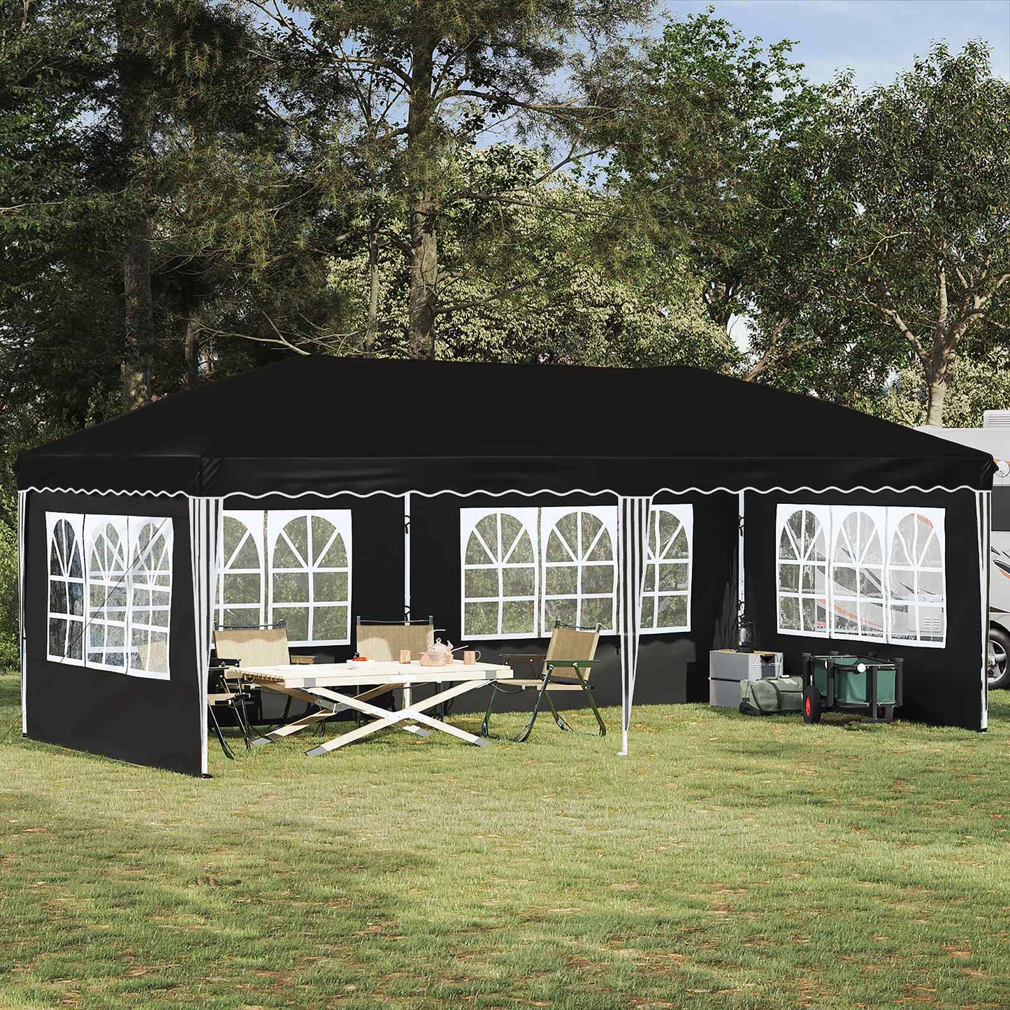 Tenda per feste a pop-up 575 x 289 x 245 cm Nero | homemem39