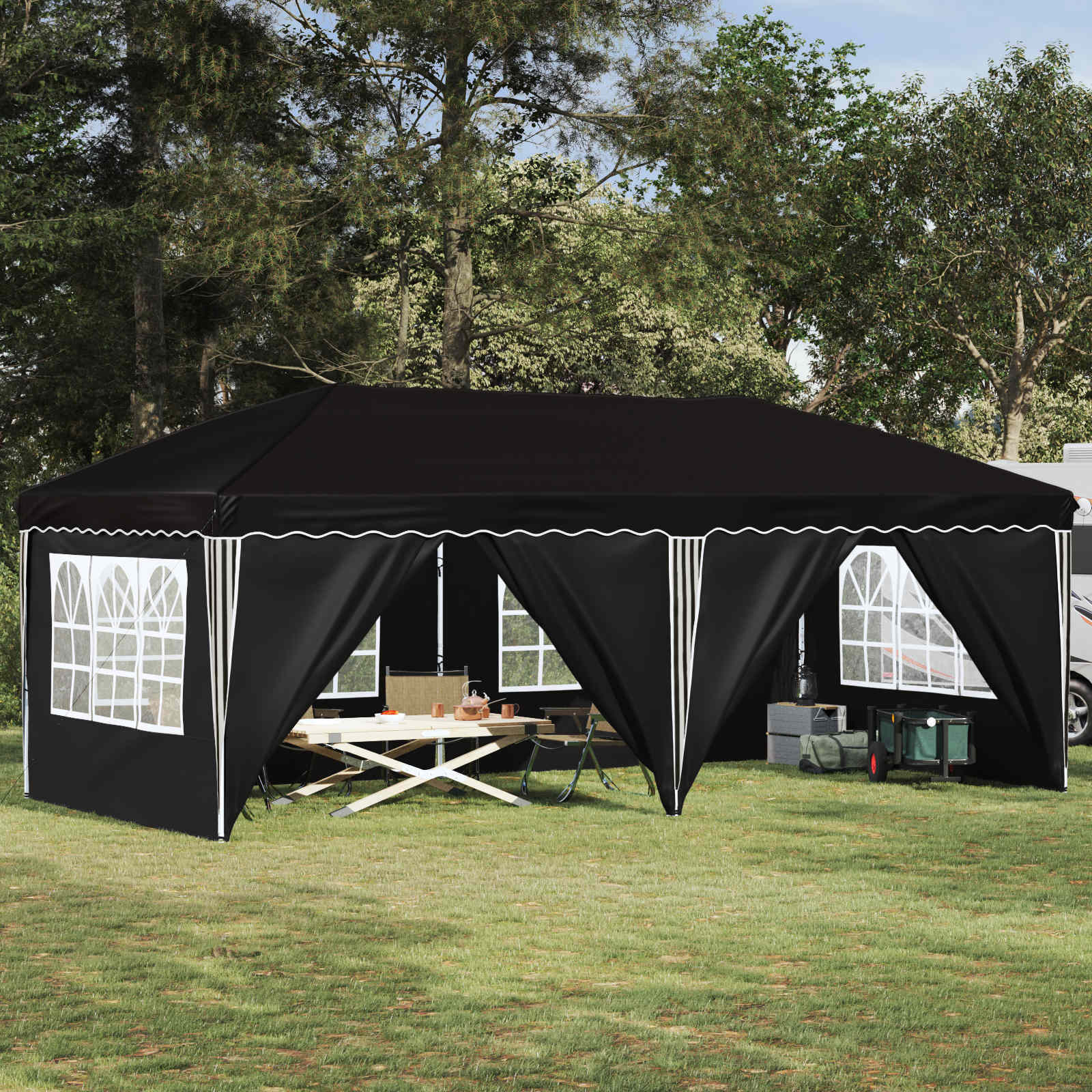 Tenda per feste a pop-up 575 x 288 x 245 cm Nero | homemem39
