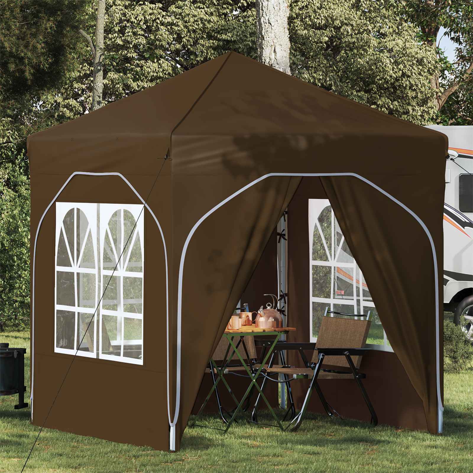Tenda per feste a pop-up 192 x 192 x 245 cm Tortora | homemem39