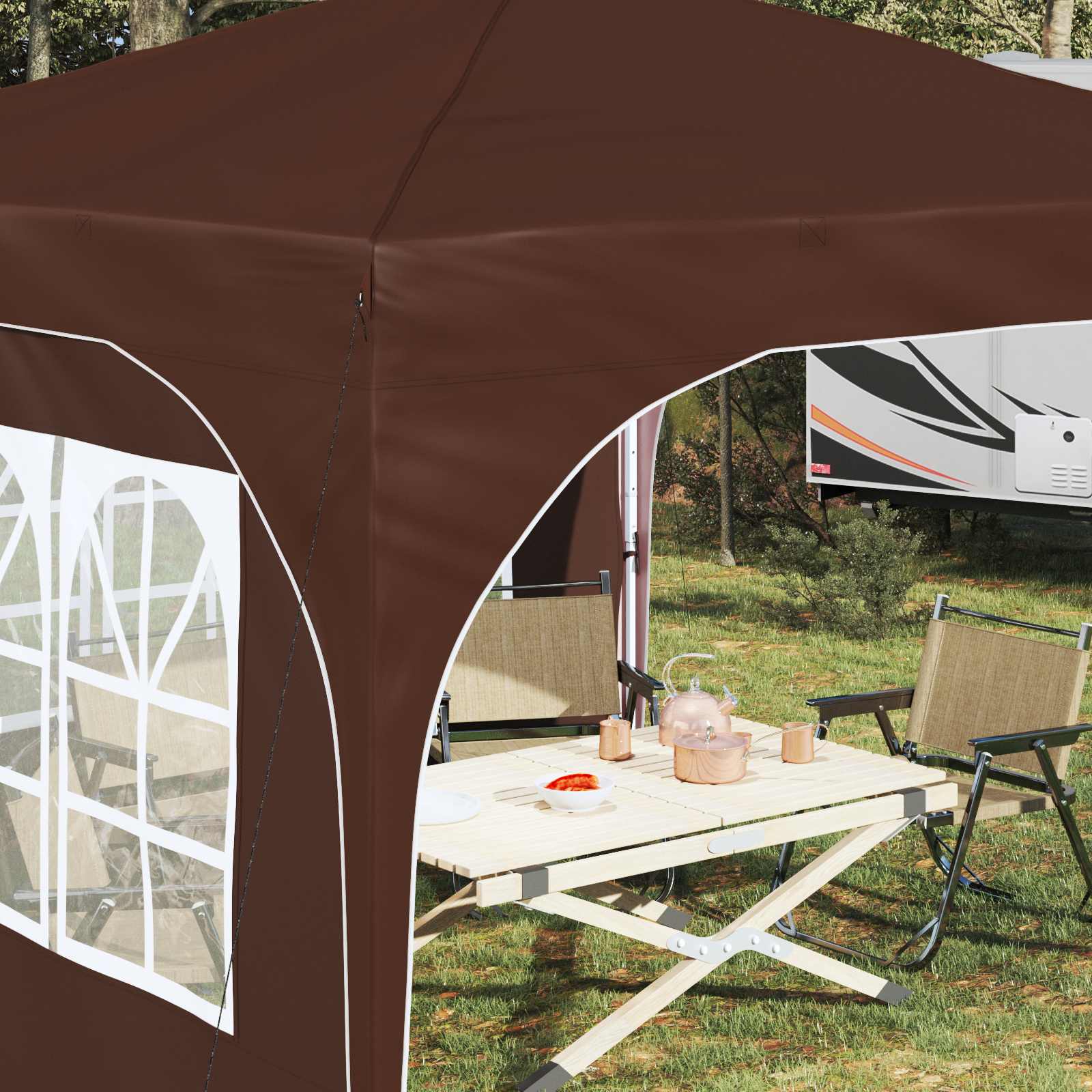 Tenda per feste a pop-up 290 x 290 x 245 cm Marrone | homemem39