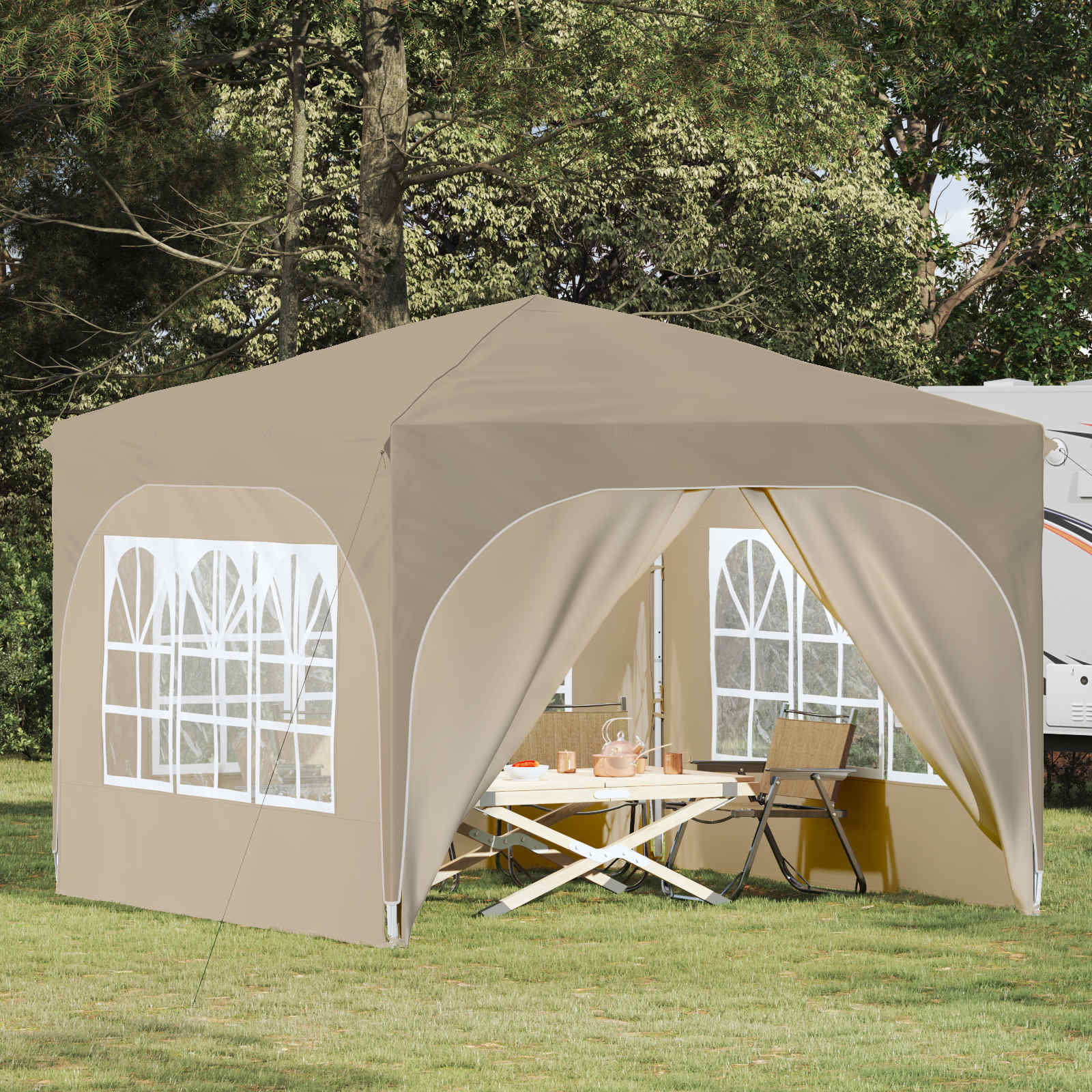 Tenda per feste a pop-up 290 x 290 x 245 cm Crema | homemem39