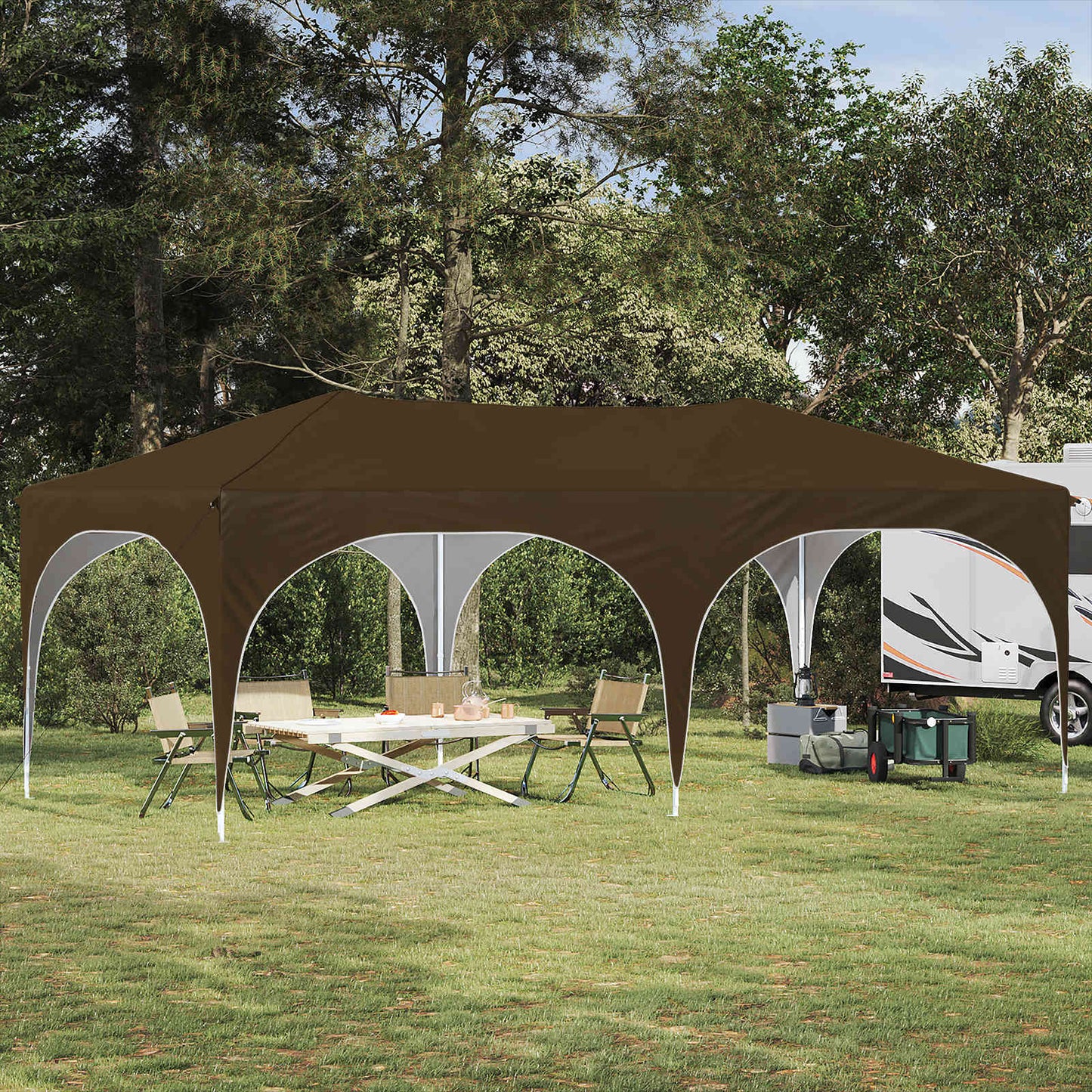 Tenda per feste a pop-up 575 x 288 x 245 cm Tortora