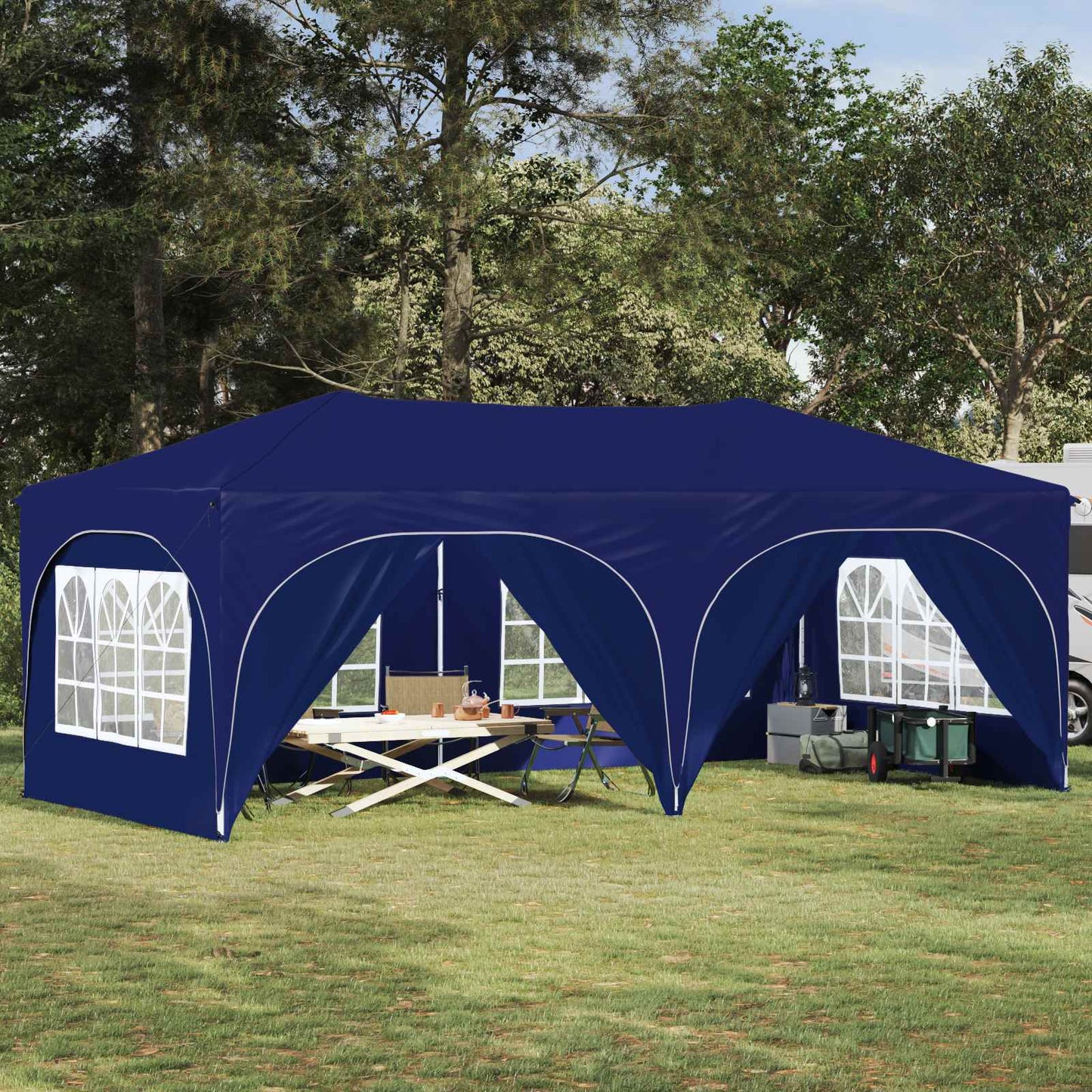 Tenda per feste a pop-up 575 x 288 x 245 cm Blu Tessuto Oxford