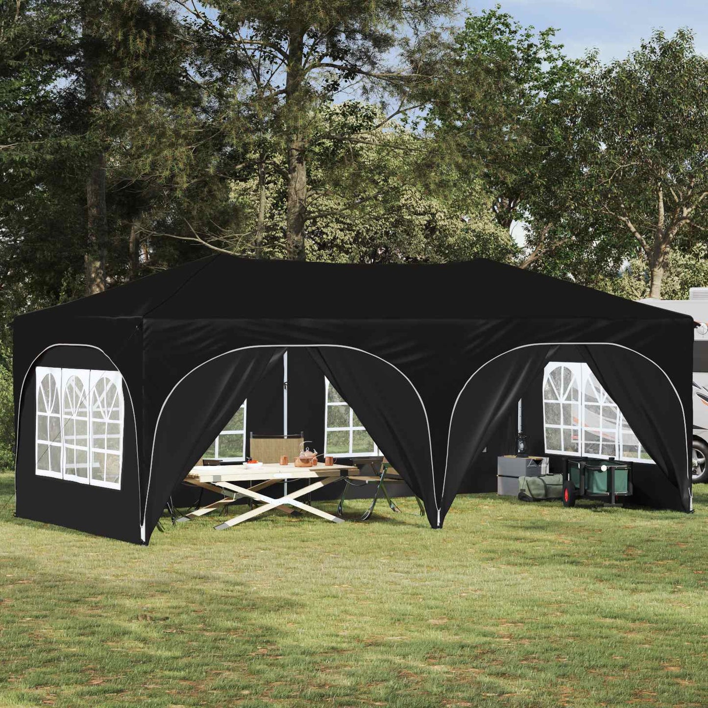 Tenda per feste a pop-up 575 x 288 x 245 cm Nero Tessuto Oxford