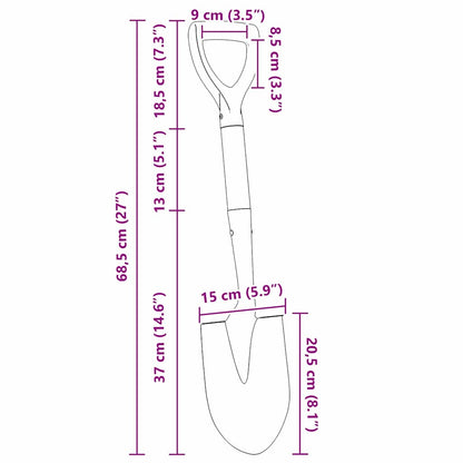 Pala Nero 68,5 cm Acciaio Rivestito e Legno Massiccio