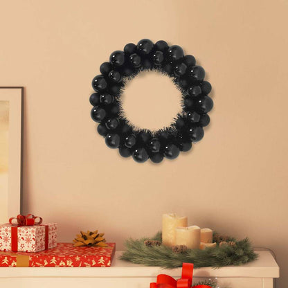 Corone di Palline di Natale 2 pcs Nero 33 x 33 x 7 cm | homemem39