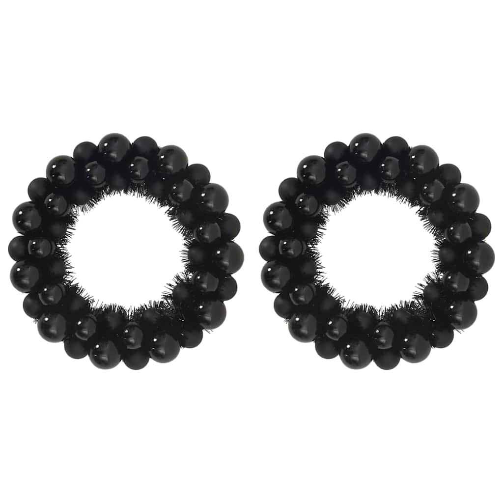 Corone di Palline di Natale 2 pcs Nero 33 x 33 x 7 cm | homemem39