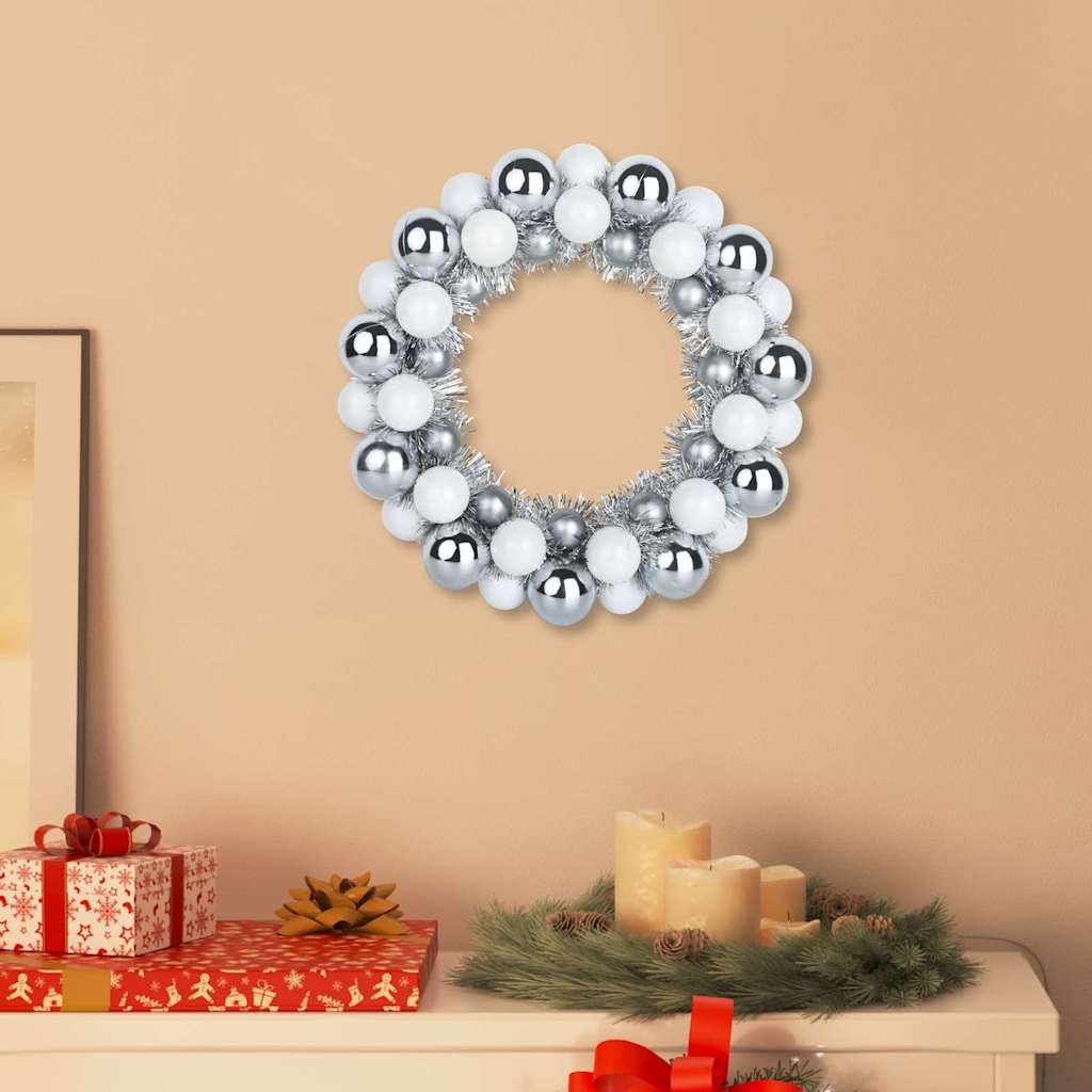 Corone di Palline di Natale 2 pcs Bianco e Argento | homemem39