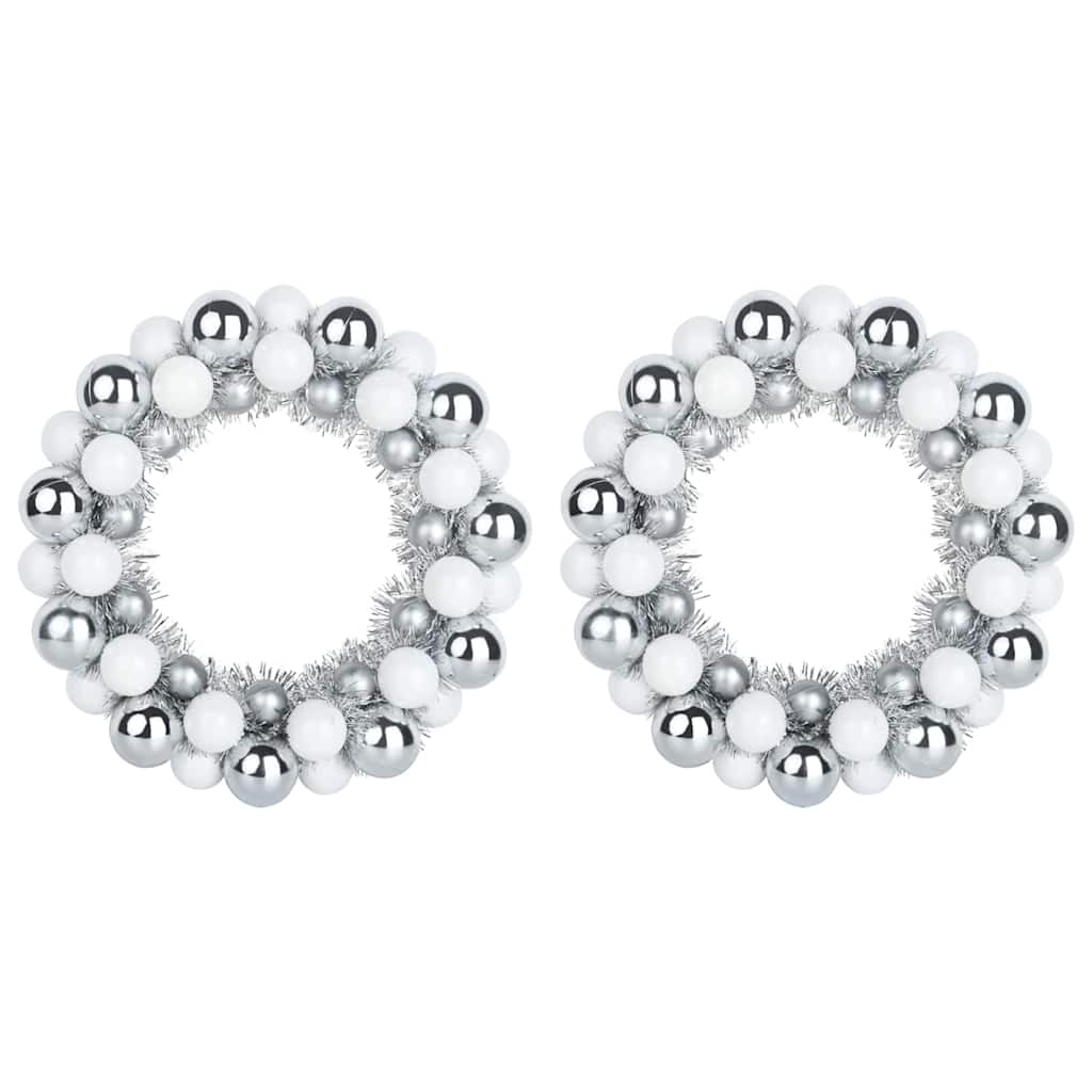 Corone di Palline di Natale 2 pcs Bianco e Argento | homemem39