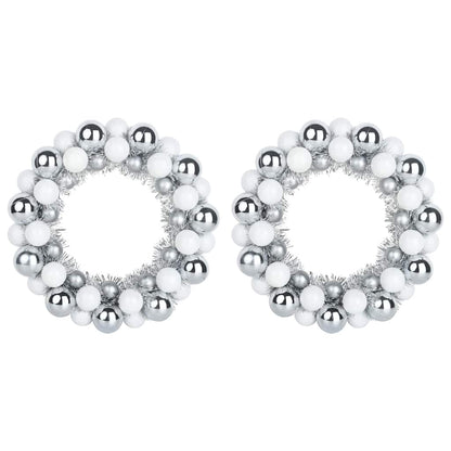 Corone di Palline di Natale 2 pcs Bianco e Argento | homemem39