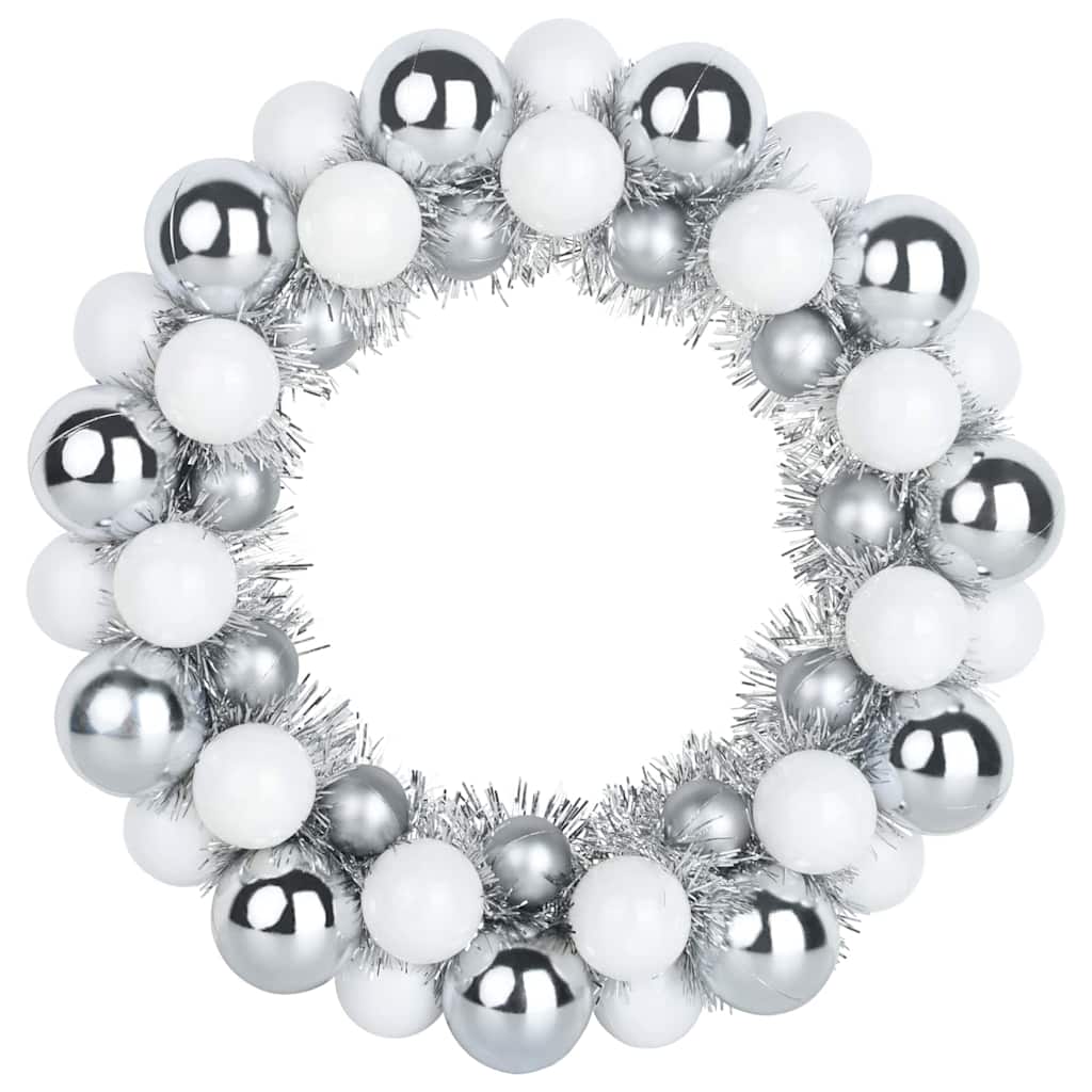 Corone di Palline di Natale 2 pcs Bianco e Argento | homemem39