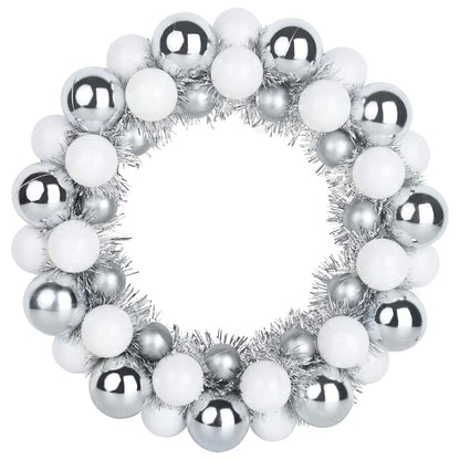Corone di Palline di Natale 2 pcs Bianco e Argento | homemem39