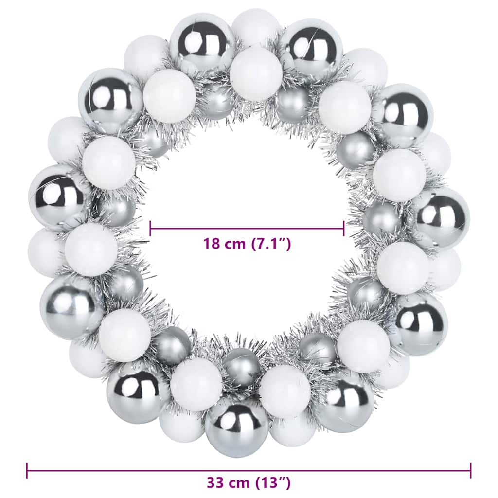 Corone di Palline di Natale 2 pcs Bianco e Argento | homemem39