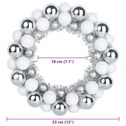 Corone di Palline di Natale 2 pcs Bianco e Argento | homemem39
