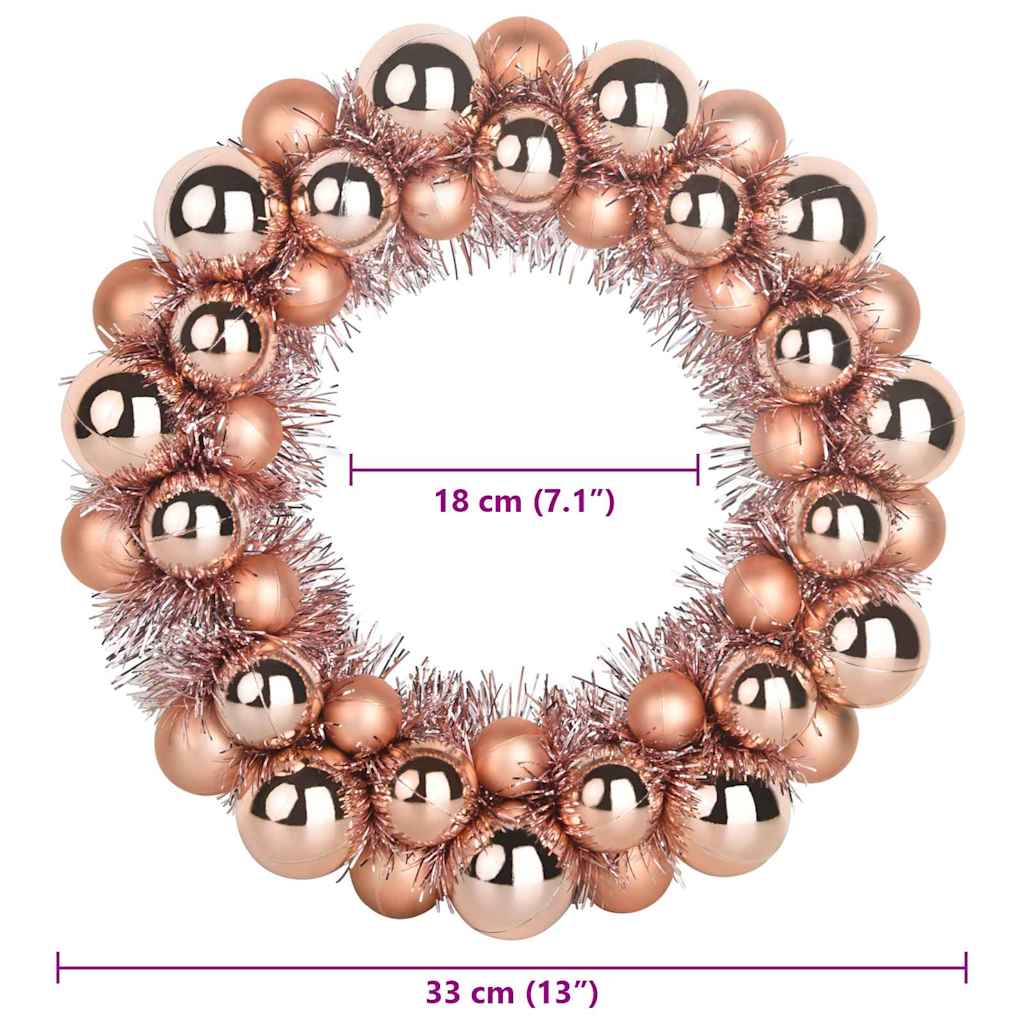 Corone di Palline di Natale 2 pcs Oro rosa 33 x 33 x 7 cm | homemem39