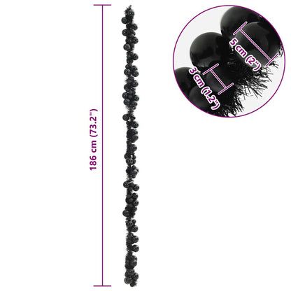 Ghirlanda di Palline di Natale Nero 186 cm Polistirolo | homemem39