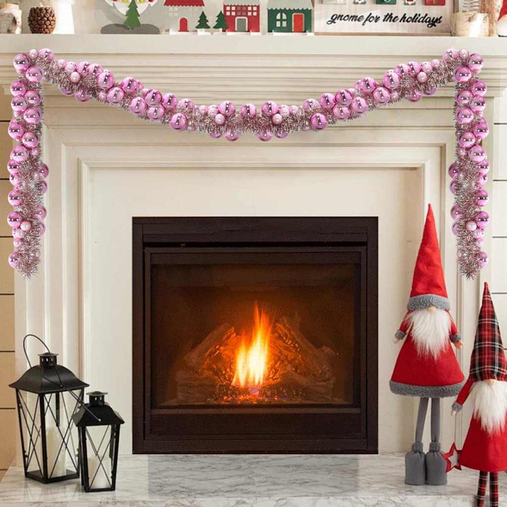 Ghirlanda di Palline di Natale Rosa 186 cm Polistirolo | homemem39