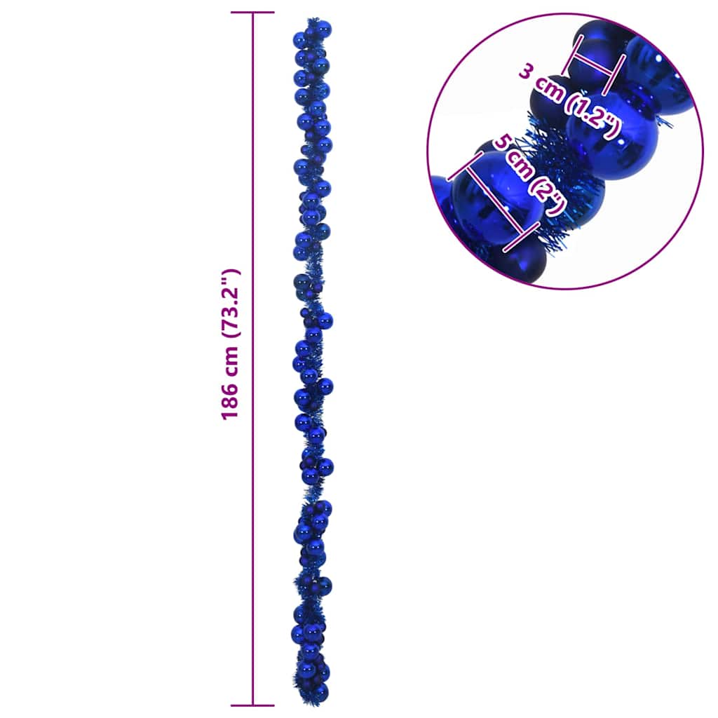 Ghirlanda di Palline di Natale Blu 186 cm Polistirolo | homemem39
