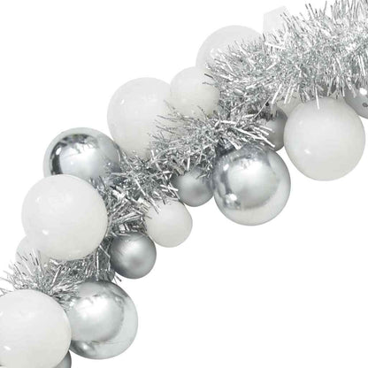 Ghirlanda di Palline di Natale Bianco e Argento 186 cm | homemem39