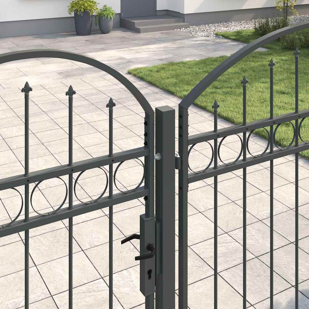 Cancello da Giardino con Parte Superiore Arcuata Assen Grigio | homemem39