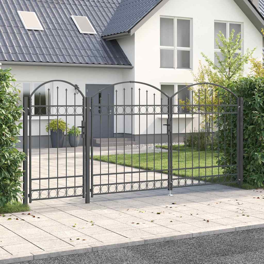 Cancello da Giardino con Parte Superiore Arcuata Assen Grigio | homemem39