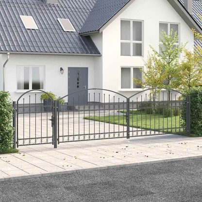 Cancello da Giardino con Parte Superiore Arcuata Assen Grigio | homemem39