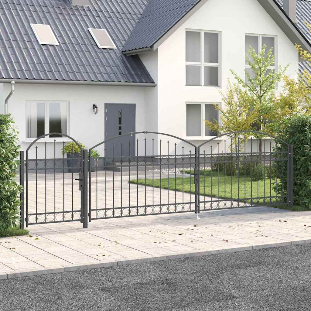Cancello da Giardino con Parte Superiore Arcuata Assen Grigio | homemem39