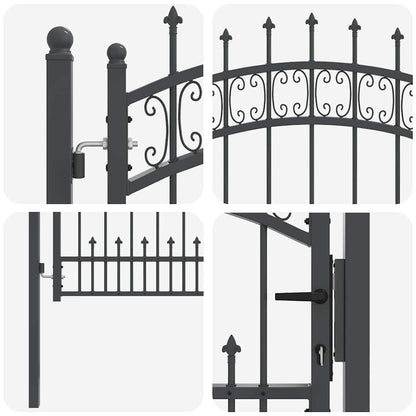 Cancello con Punta a Lancia KAMPEN 103 x 75 cm Acciaio Grigio | homemem39