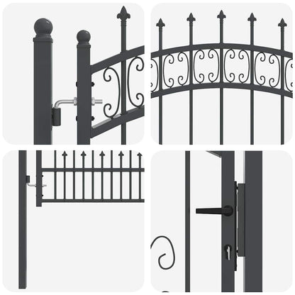 Cancello con Punta a Lancia KAMPEN 103 x 175 cm Acciaio Grigio | homemem39