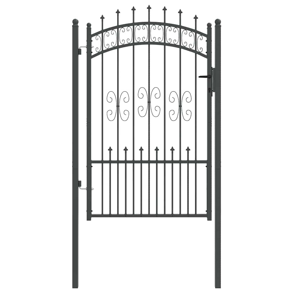 Cancello con Punta a Lancia KAMPEN 103 x 200 cm Acciaio Grigio | homemem39