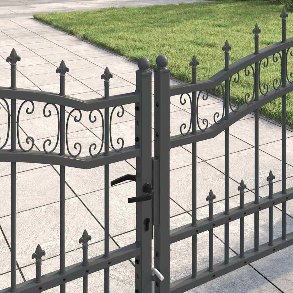 Cancello con Punta a Lancia KAMPEN 305 x 75 cm Acciaio Grigio | homemem39