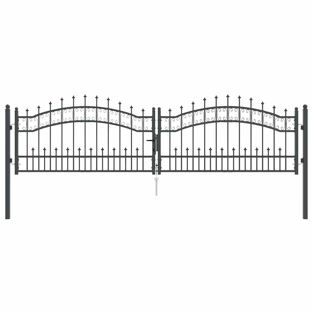 Cancello con Punta a Lancia KAMPEN 305 x 75 cm Acciaio Grigio | homemem39