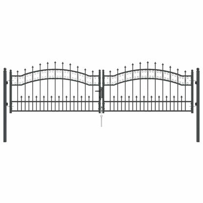 Cancello con Punta a Lancia KAMPEN 305 x 75 cm Acciaio Grigio | homemem39