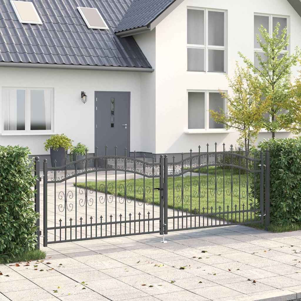 Cancello con Punta a Lancia KAMPEN 305 x 100 cm Acciaio Grigio | homemem39