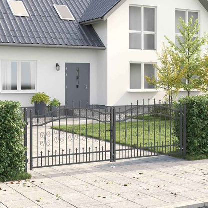 Cancello con Punta a Lancia KAMPEN 305 x 100 cm Acciaio Grigio | homemem39