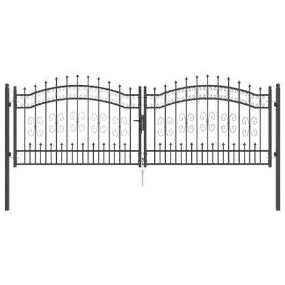 Cancello con Punta a Lancia KAMPEN 305 x 100 cm Acciaio Grigio | homemem39