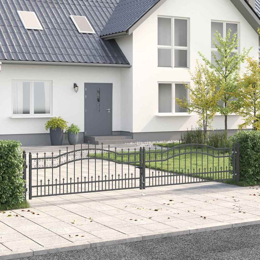 Cancello con Punta a Lancia KAMPEN 404 x 75 cm Acciaio Grigio | homemem39