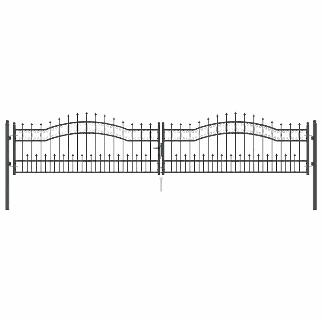 Cancello con Punta a Lancia KAMPEN 404 x 75 cm Acciaio Grigio | homemem39