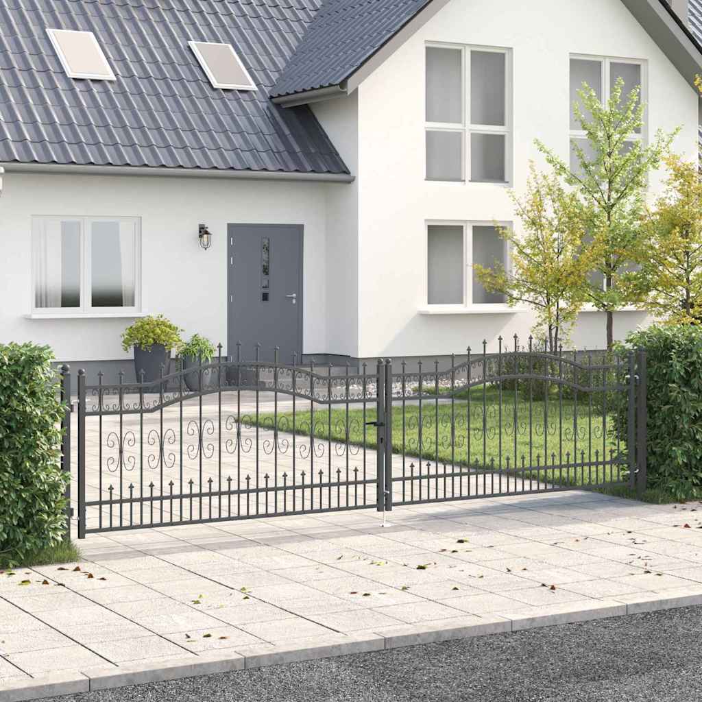 Cancello con Punta a Lancia KAMPEN 404 x 100 cm Acciaio Grigio | homemem39