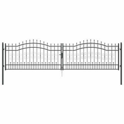 Cancello con Punta a Lancia KAMPEN 404 x 100 cm Acciaio Grigio | homemem39