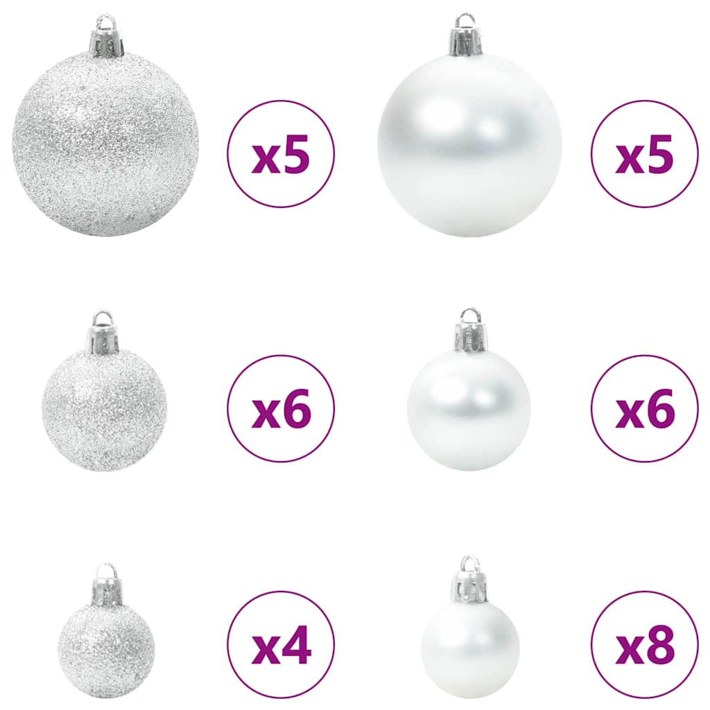 Set di Palle di Natale 61 pz 150 LED Bianco caldo Ø 6 cm