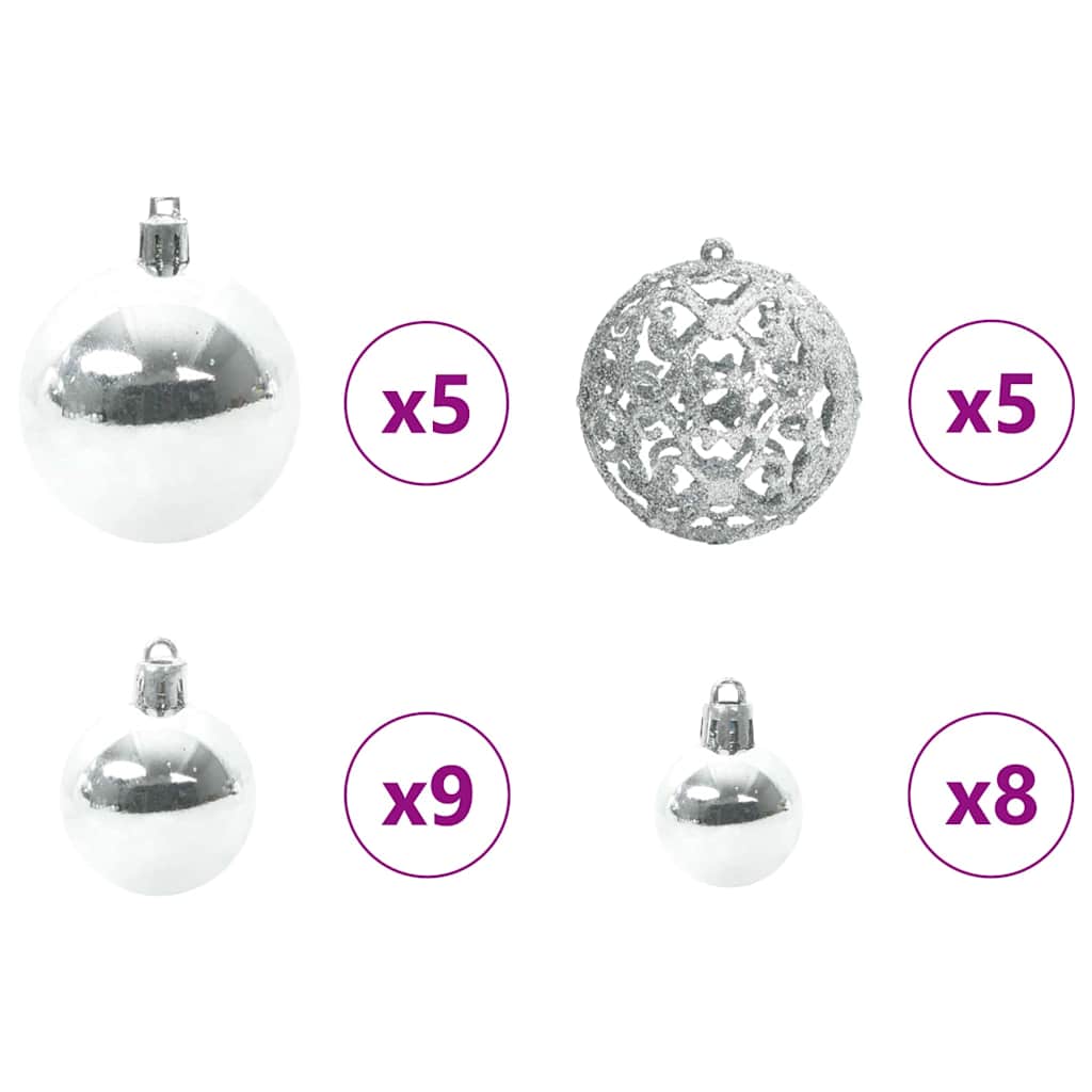 Set di Palle di Natale 61 pz 150 LED Bianco caldo Ø 6 cm | homemem39