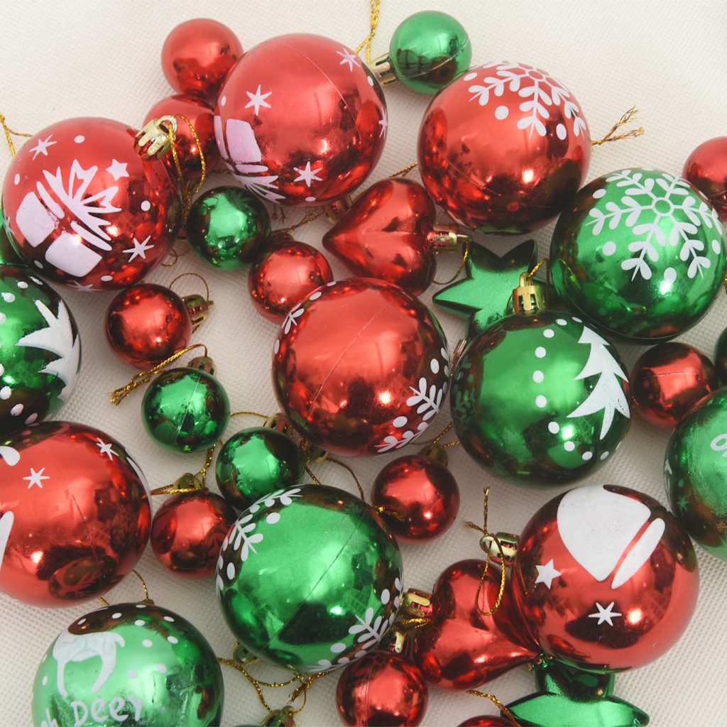 Set di Palle di Natale 40 pcs Rosso e Verde Plastica | homemem39