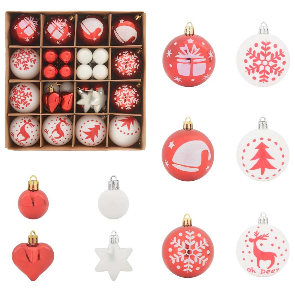 Set di Palle di Natale 40 pcs Rosso e Bianco Plastica | homemem39