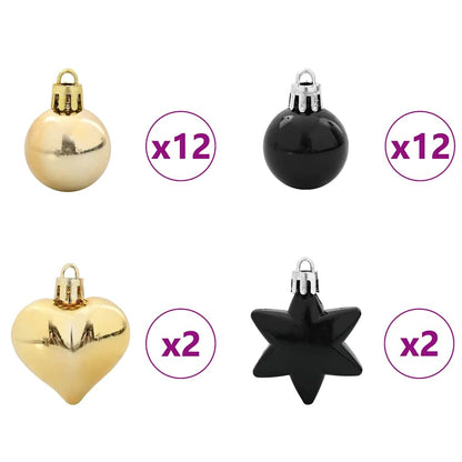 Set di Palle di Natale 40 pcs Nero e Oro Plastica | homemem39