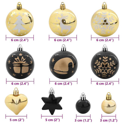 Set di Palle di Natale 40 pcs Nero e Oro Plastica | homemem39