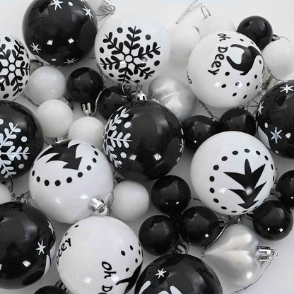 Set di Palle di Natale 40 pcs Nero e Bianco Plastica | homemem39