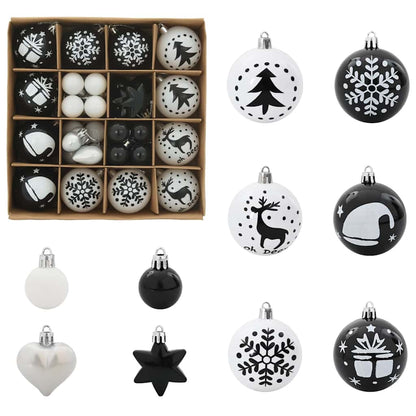 Set di Palle di Natale 40 pcs Nero e Bianco Plastica | homemem39