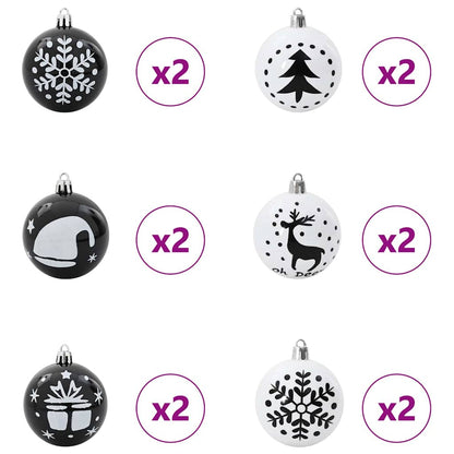 Set di Palle di Natale 40 pcs Nero e Bianco Plastica | homemem39