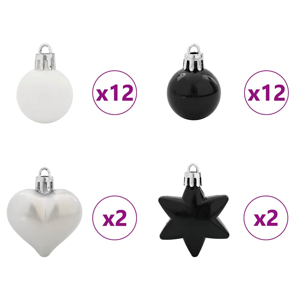 Set di Palle di Natale 40 pcs Nero e Bianco Plastica | homemem39